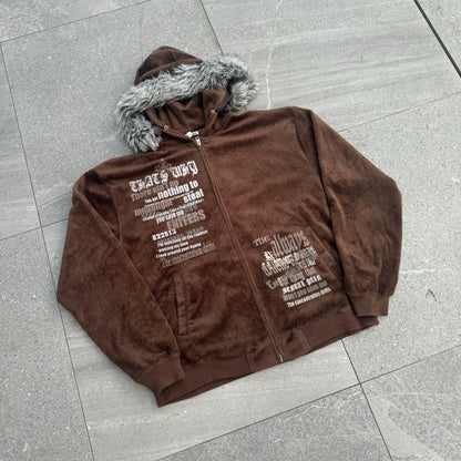 harddddd fur hooded zip - M
