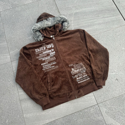 harddddd fur hooded zip - M