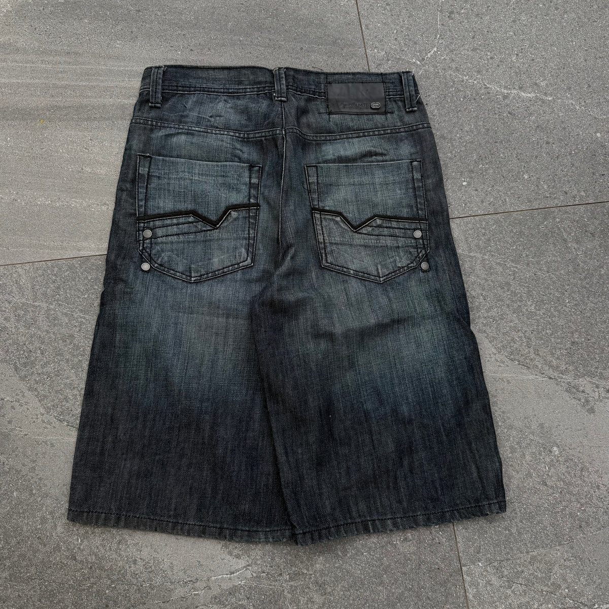 goated deep indigo ecko jorts - 32”
