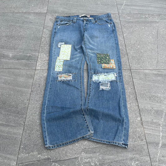 patchwork levi slouch bootcuts - 34x32”