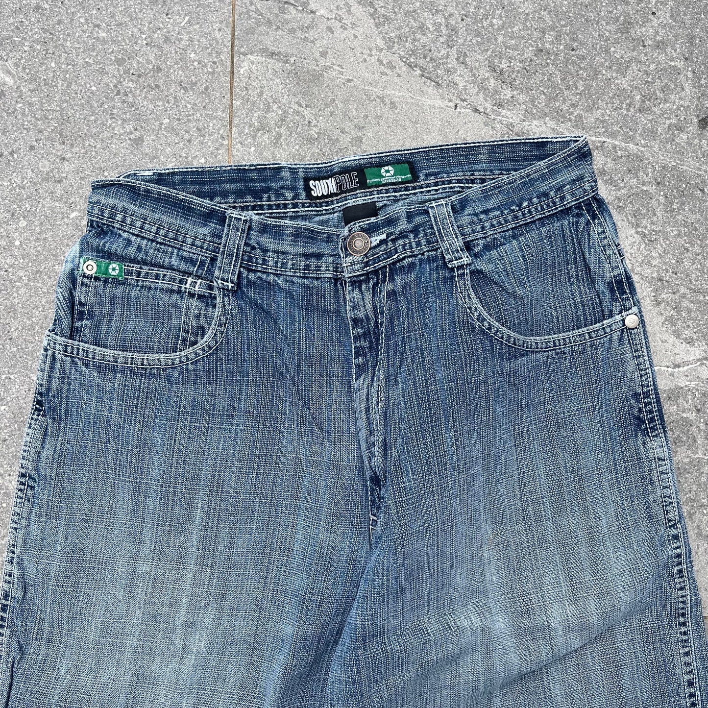 rare southpole green tab jorts - 28x13”