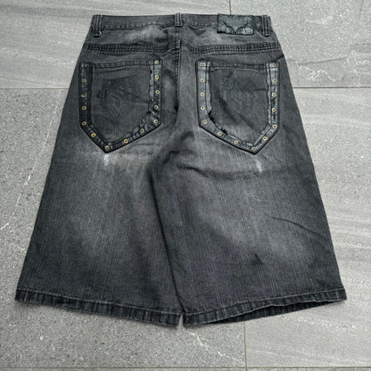 southpole leather patch jorts - 36”