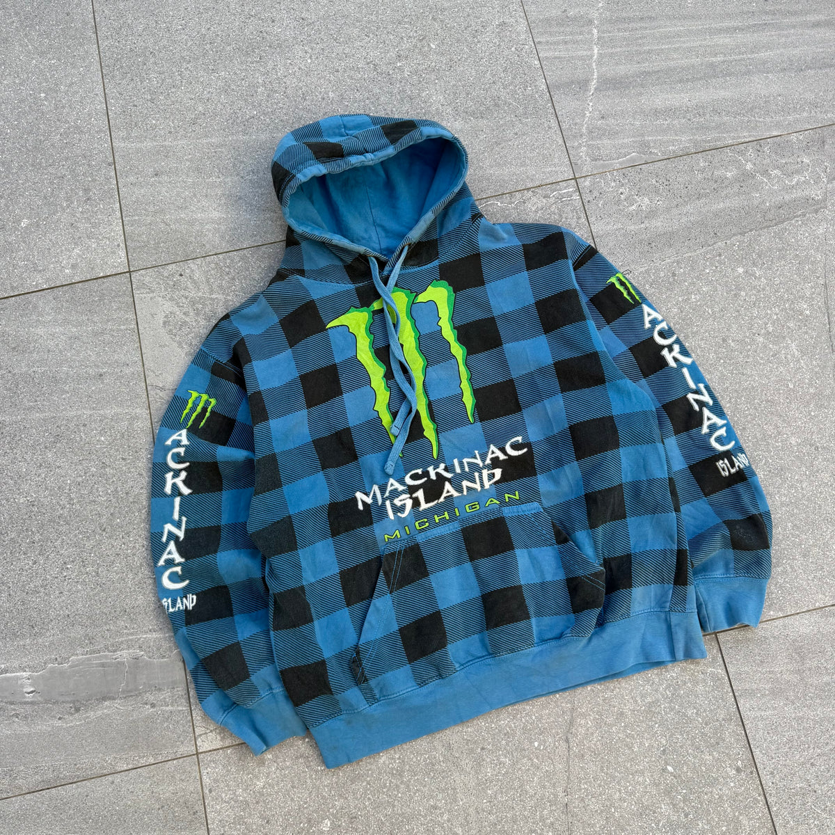plaid monster hoodie. lowk crazy. size M