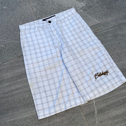 yeah these are just goated. white plaid billabong shorts - 30”
