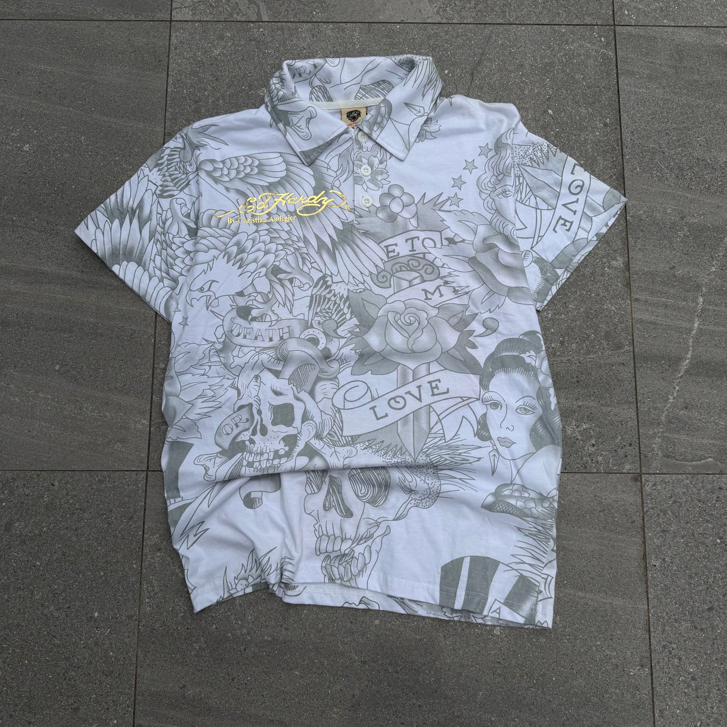 deadstock ed hardy polo - L & XL