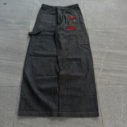 SEXXXXY raw denim spec SOHK jeans - 34x33”