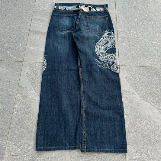 japanese embroidered jeans - 32”