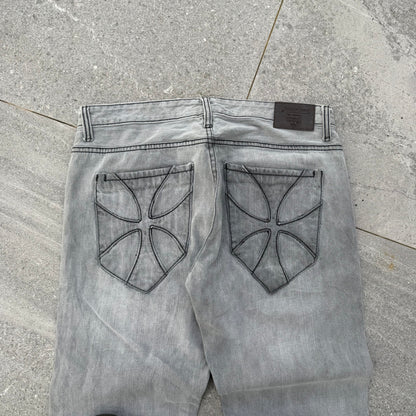 gasoline grey fade bootcuts - 34x30”