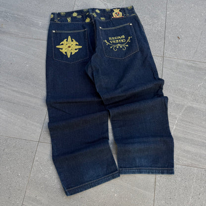 crown holder embroidered jeans - 42x32”