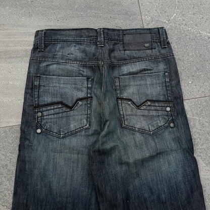 goated deep indigo ecko jorts - 32”
