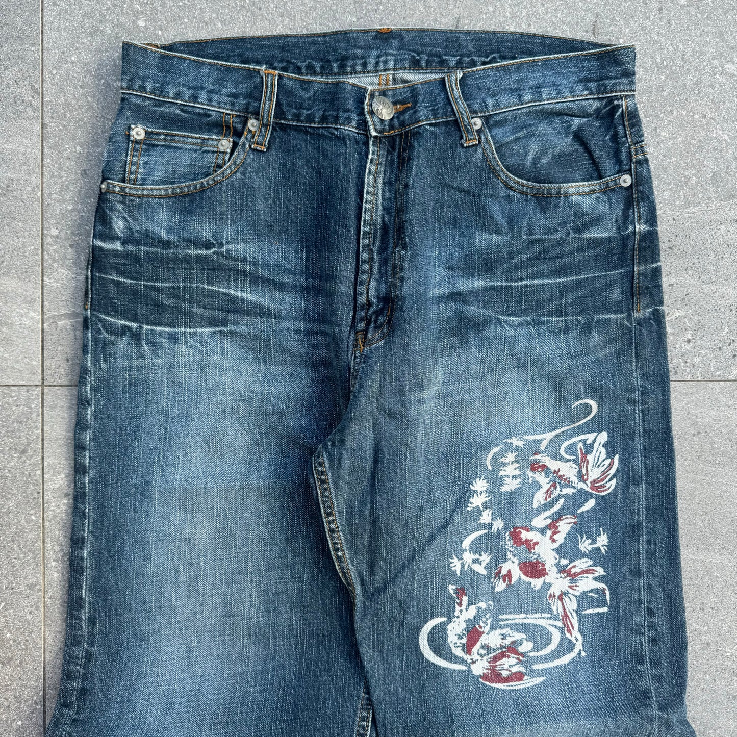 japanese detailed jeans - 34x29”