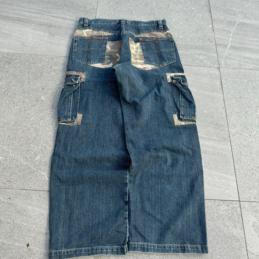 insane camo patchwork PJs surf jeans - 36x32”