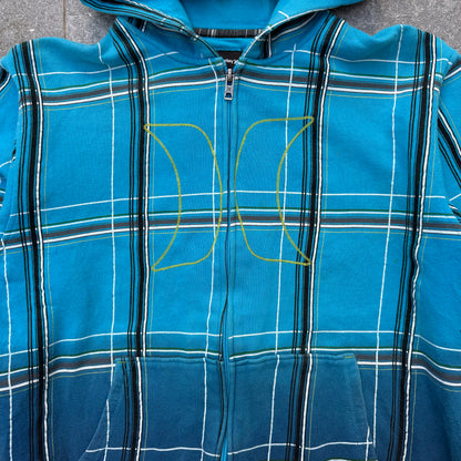 hard asf hurley plaid gradient zipup - S