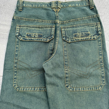 insane greenwash denim - 34x33”