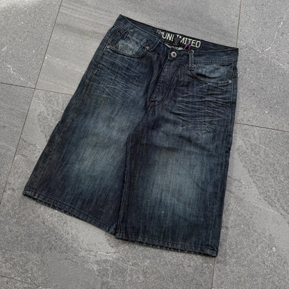 goated deep indigo ecko jorts - 32”