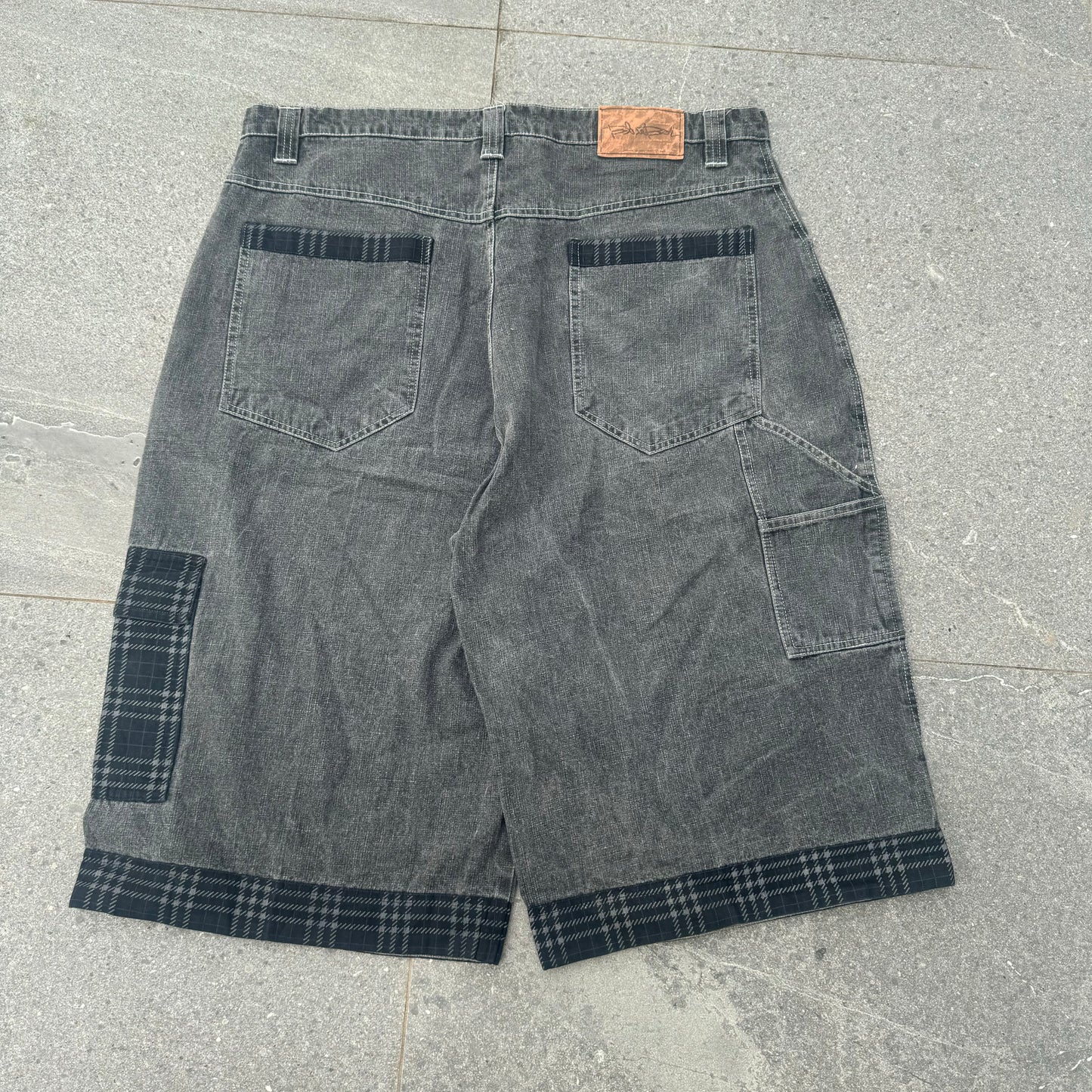 plaid detailed FAT jorts - 40x16”