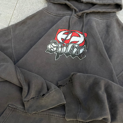 90s split distressed fader. best hoodie out. - L