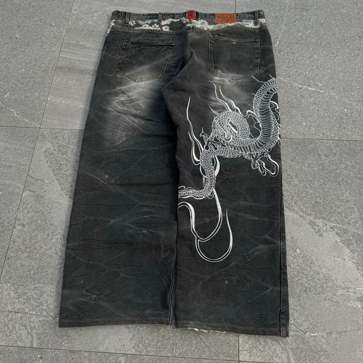 GRAIL fat black karakuri jeans - 42x29”