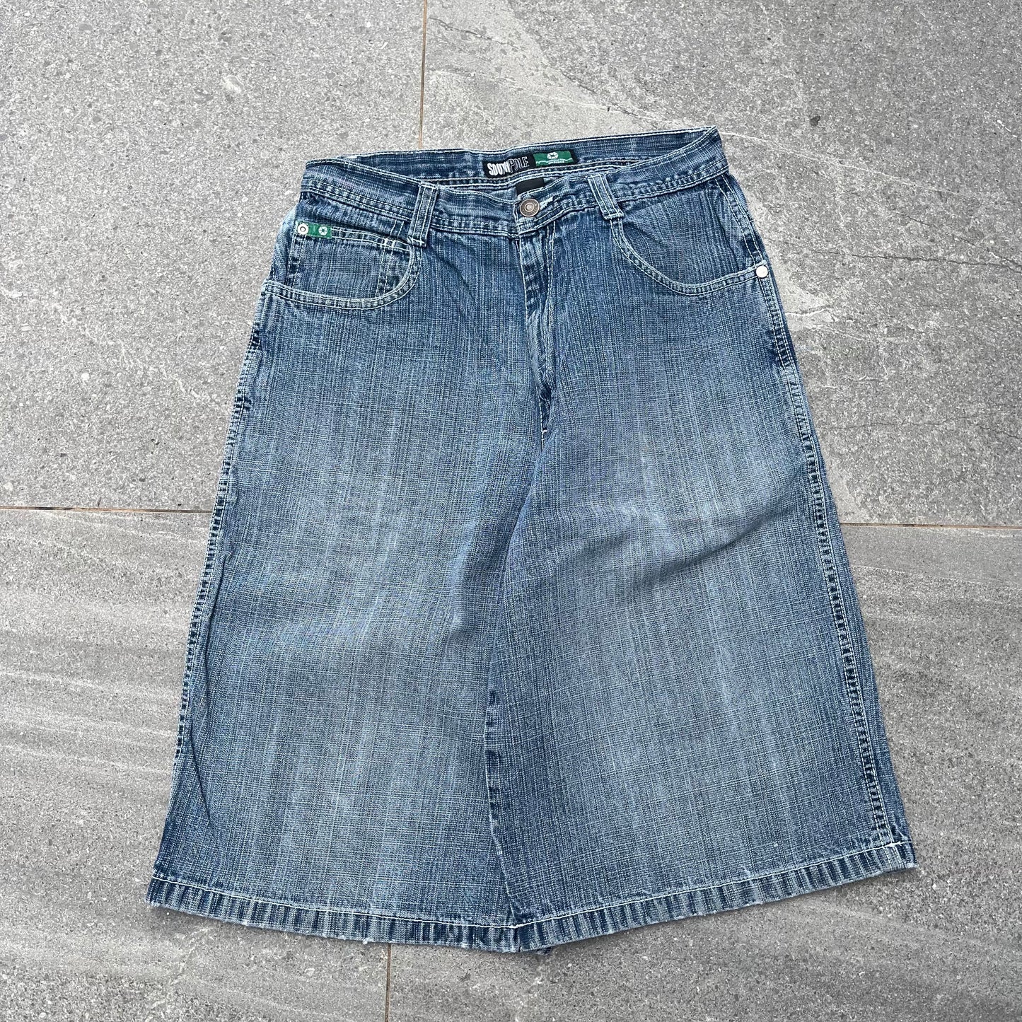 rare southpole green tab jorts - 28x13”
