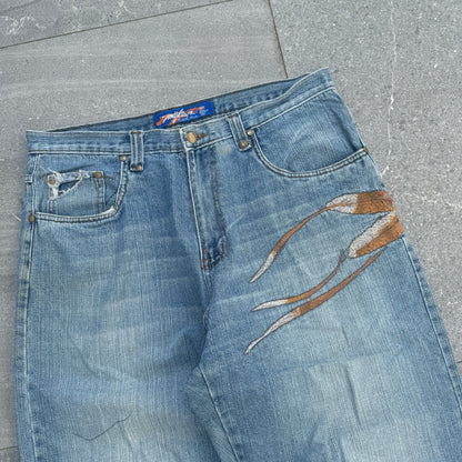 top tier miskeen embroidered jeans - 36x30”