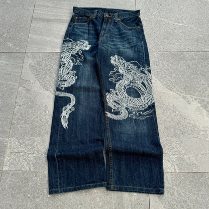 japanese embroidered jeans - 32”