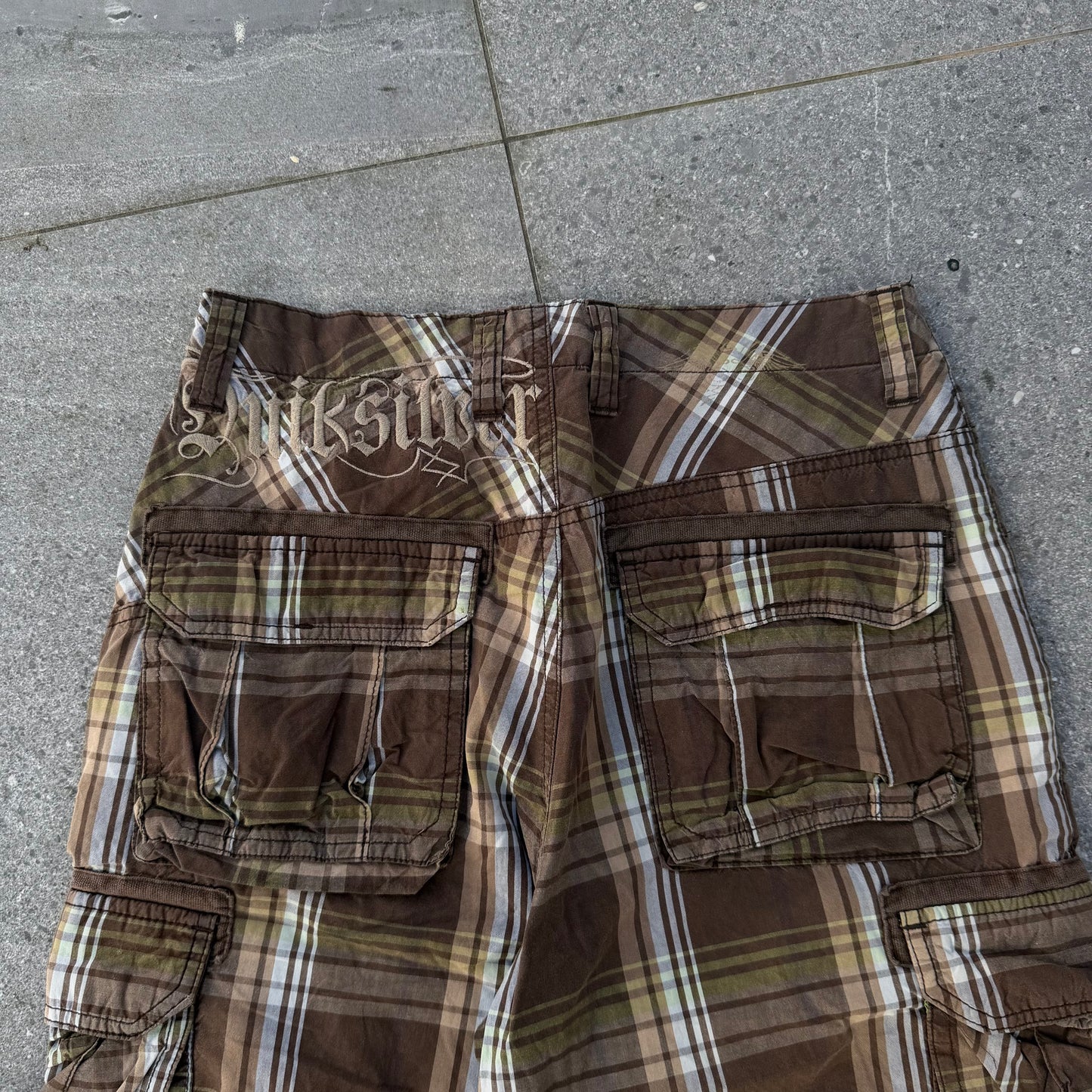 loooong quiksilver embroidered plaids - 29”