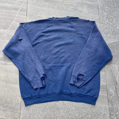 distressed colbalt crewneck - L
