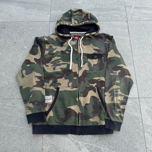 camo quiksilver hoodie - M/L