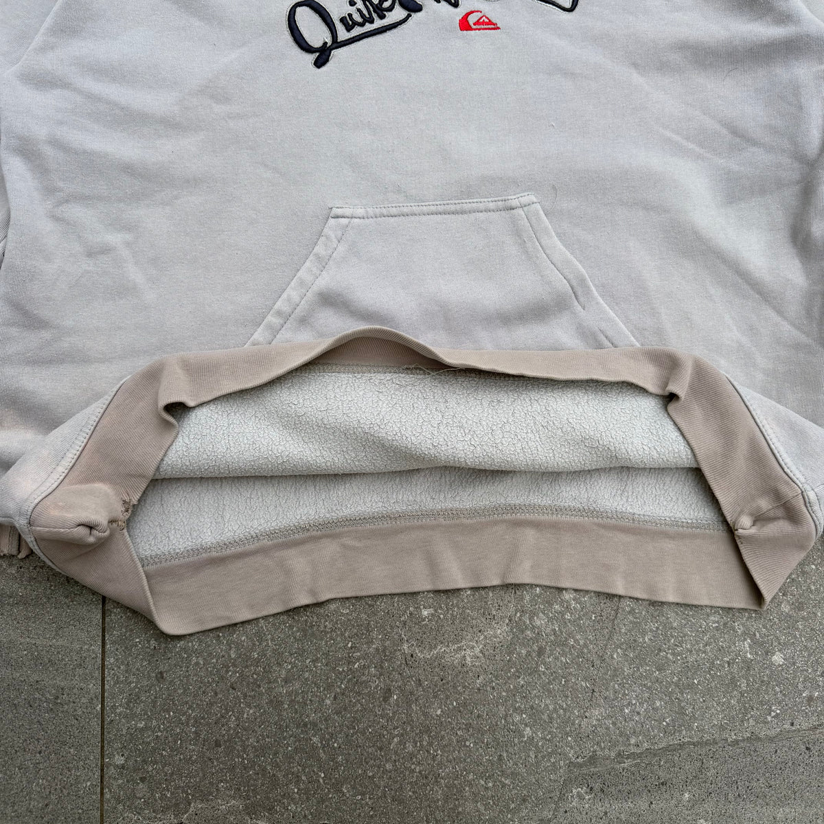 tan quiksilver embroidered hoodie - M