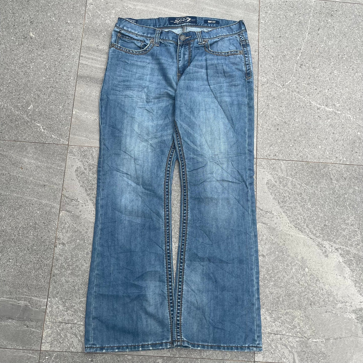 silver embroidered bootcuts - 36x32”
