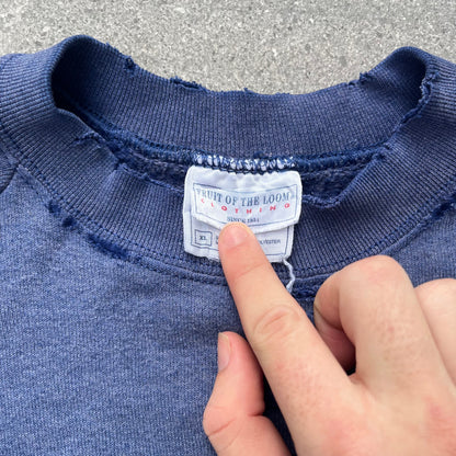 distressed colbalt crewneck - L