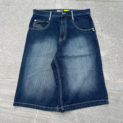 beautiful yellow tab embroidered jorts - 32x16”