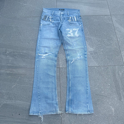 double waist! lowrise winged bootcut/flares - 33x33”