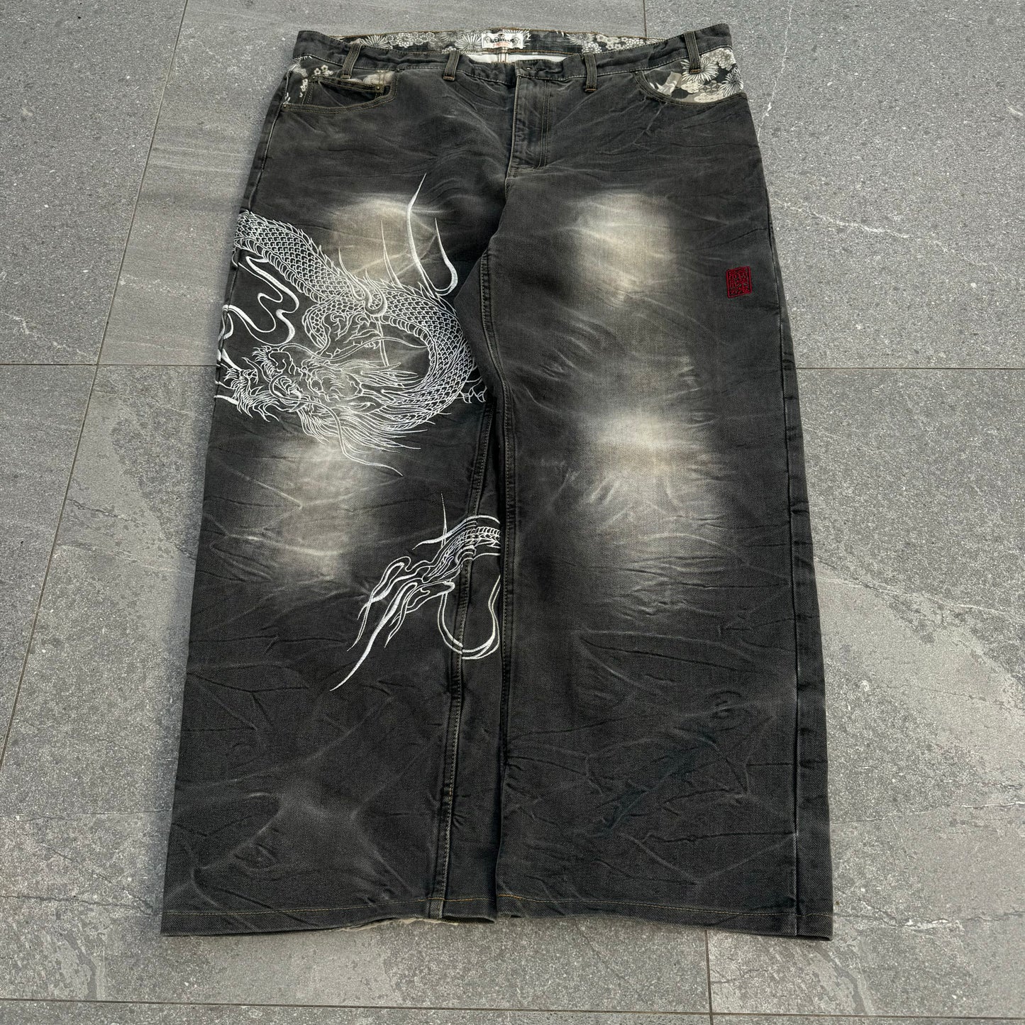 GRAIL fat black karakuri jeans - 42x29”