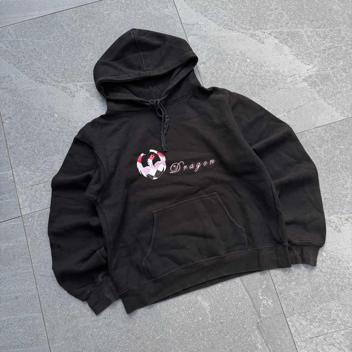 pink plaid dragon hoodie - women’s M