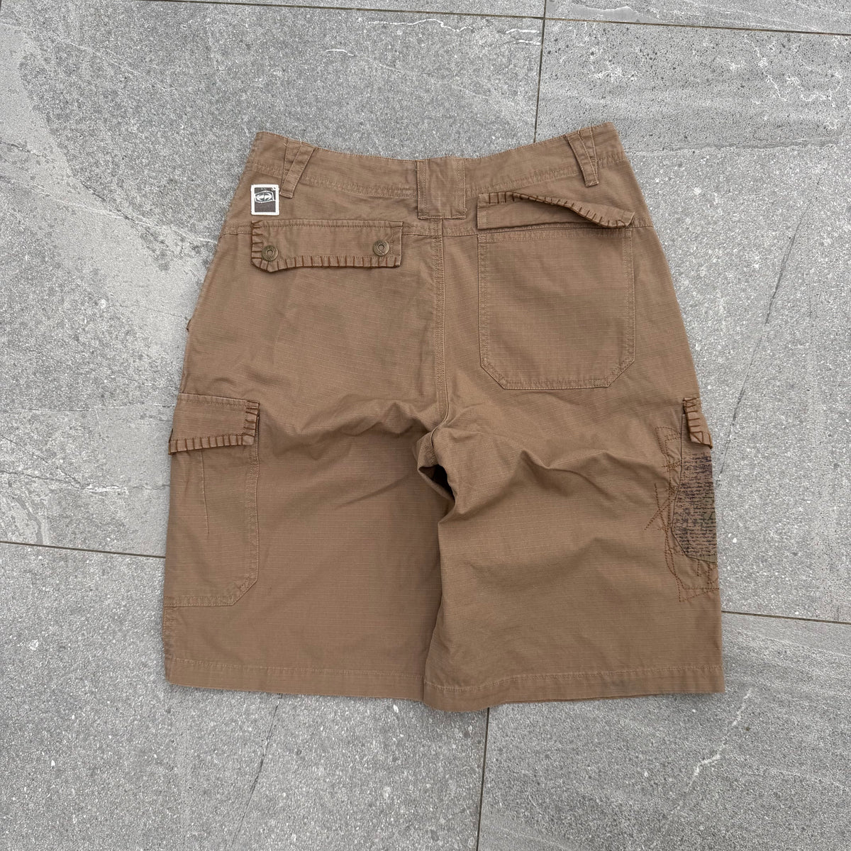 stitching details on these go crazy! split cargos - 30”