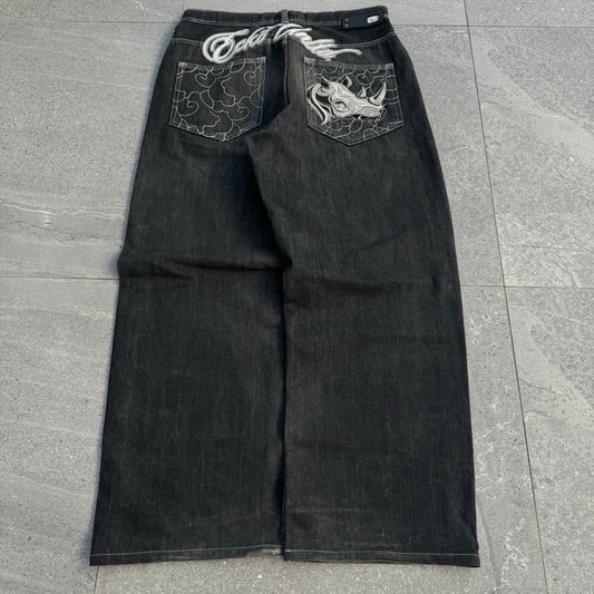 hard ecko embroidered jeans - 36x29”