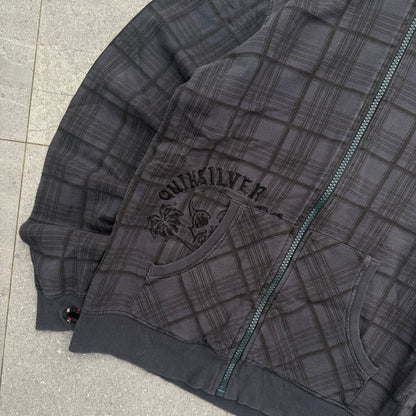 plaid quiksilver hoodie (with thumb holes!) - S