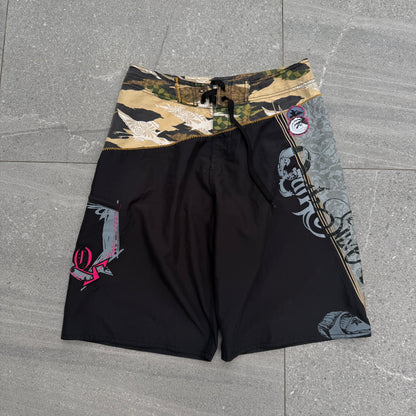 grail quiksilver camo split waist shorts - 31”
