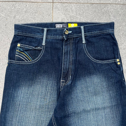 beautiful yellow tab embroidered jorts - 32x16”