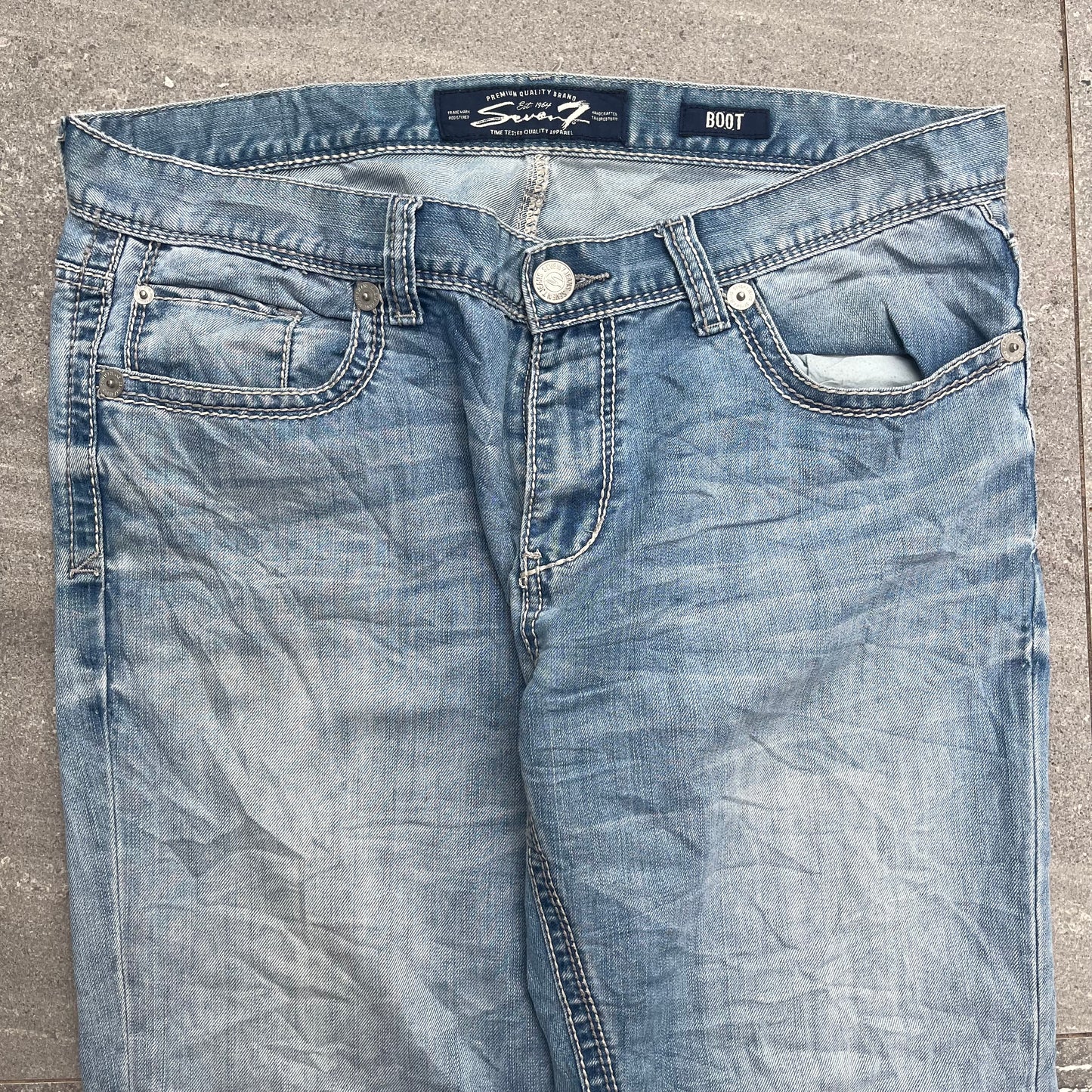 beaaautiful lightwash silver bootcuts - 40x30”