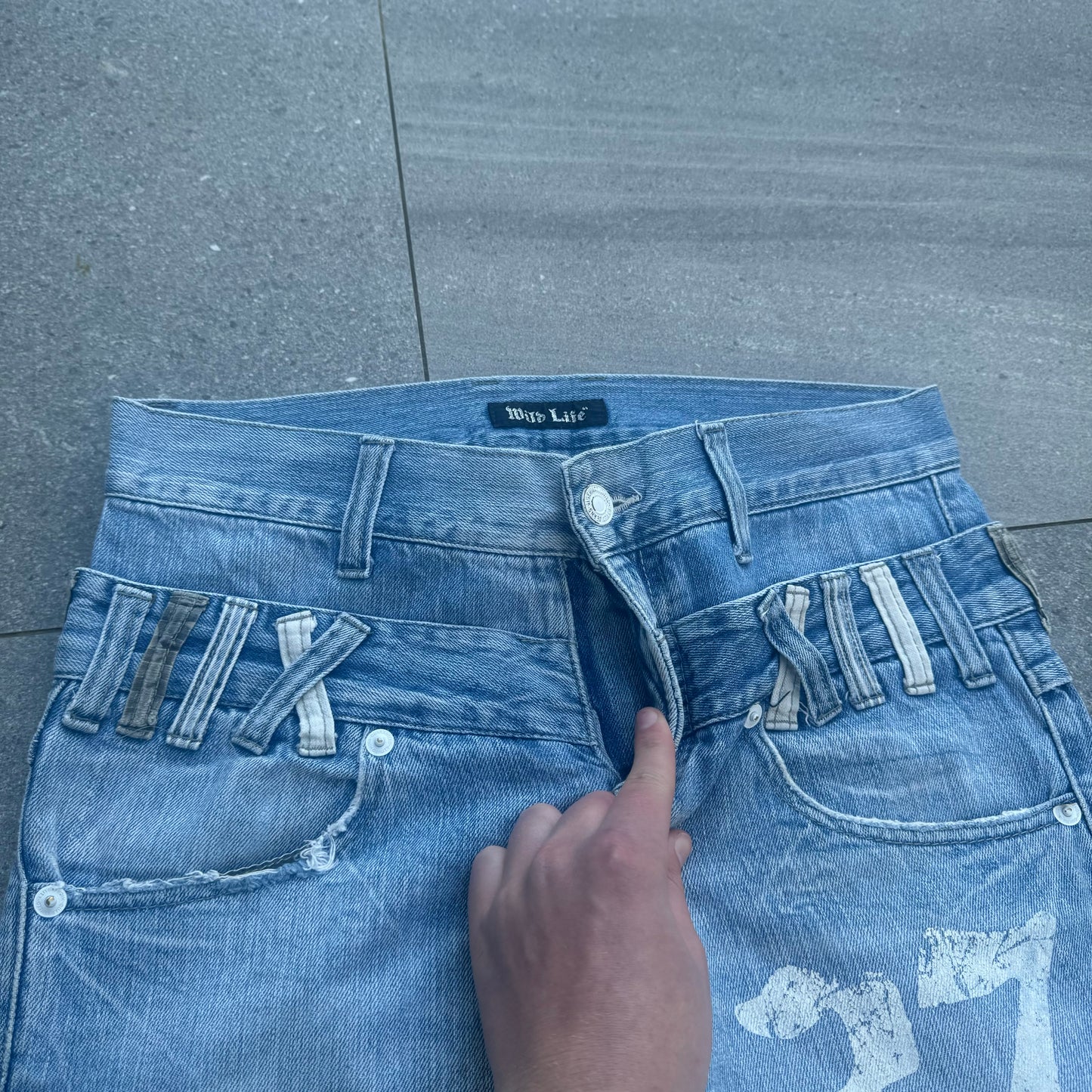 double waist! lowrise winged bootcut/flares - 33x33”