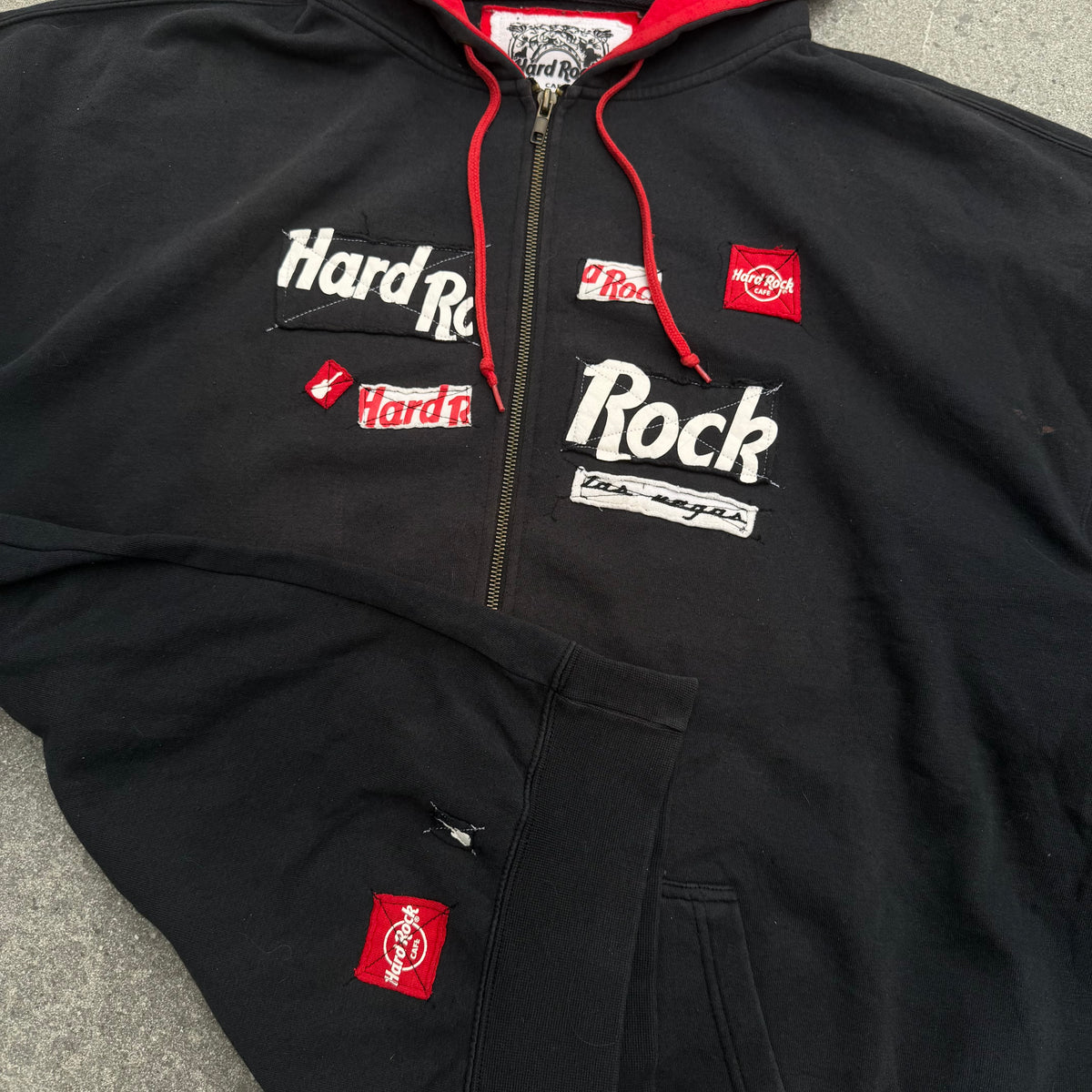 hard rock patchwork zip - XL