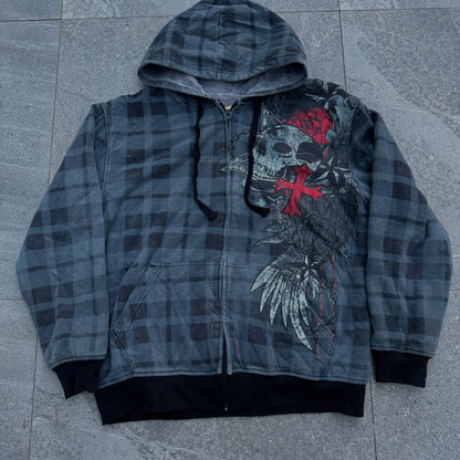 route 66 plaid hoodie - M