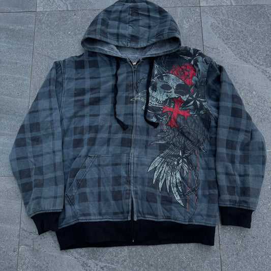route 66 plaid hoodie - M