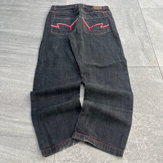 red stitched bootcuts - 38x32”