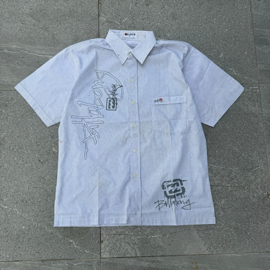 beaaaaautiful white pinstripe billy shirt - L