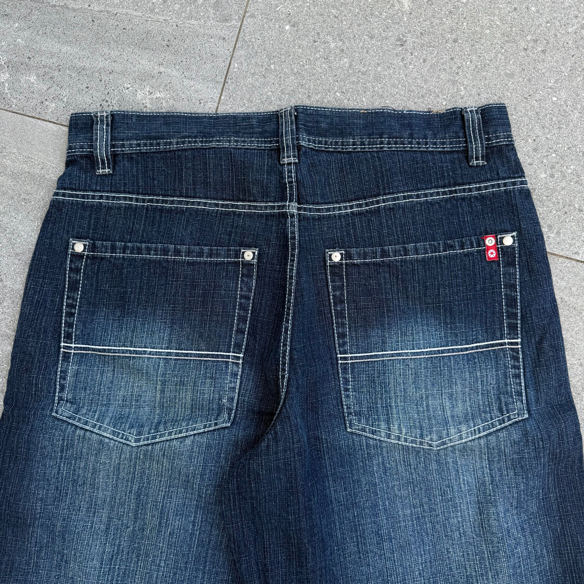 below knee red tab jorts - 36”