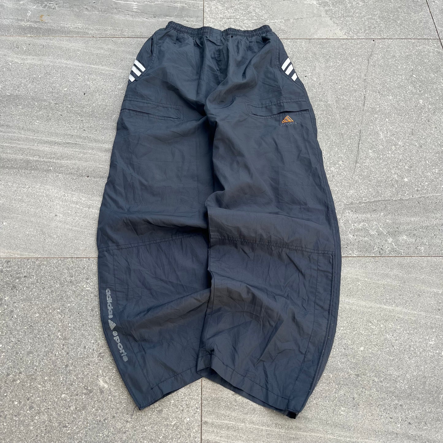 navy wide leg adidas trackies - 28”