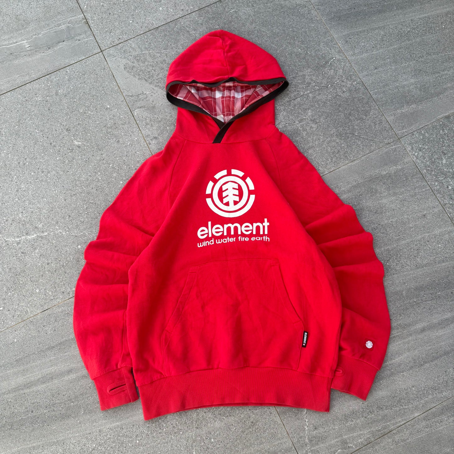 plaid lined element hoodie - L